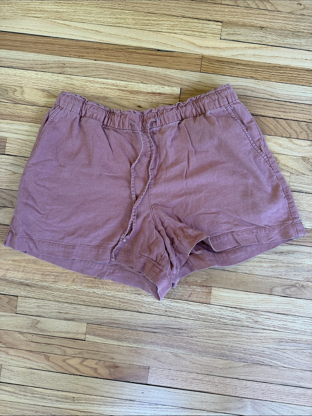 GAP Mauve Drawstring Linen Blend Shorts